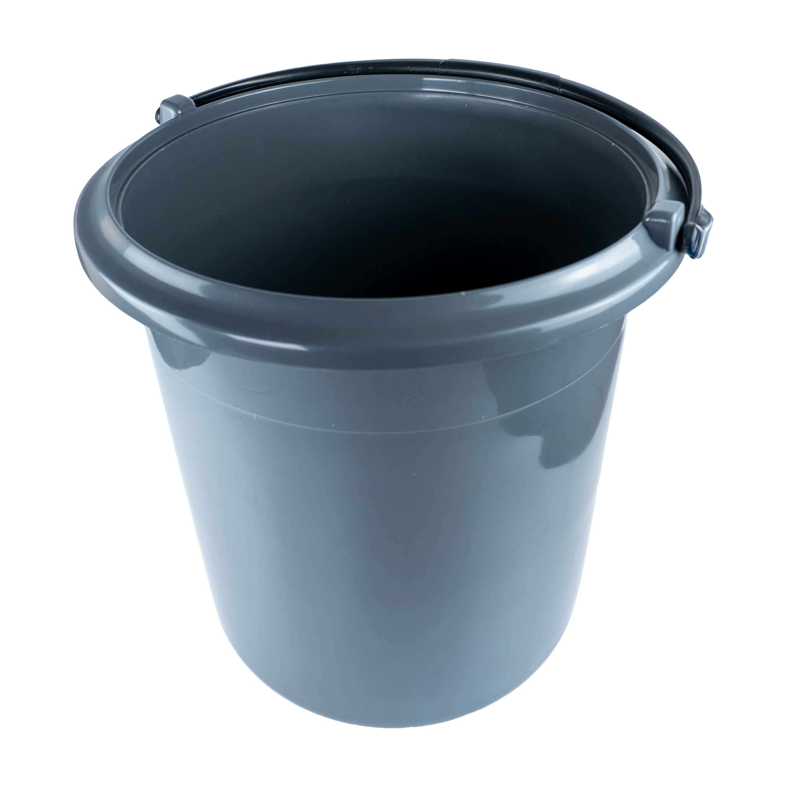 Balde Mundiplas 21 litros sin tapa color gris con asa ergonómica; disponible también en rojo, verde y azul.