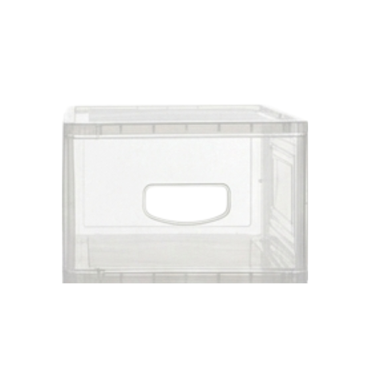 Caja organizadora transparente para zapatos de 33x25x17 cm apilada con calzado visible en su interior